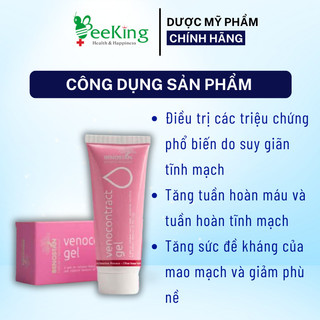 Gel bôi BENOSTAN VENOCONTRACT hỗ trợ điều trị các triệu chứng do suy giãn tĩnh mạch - Tube 75ml