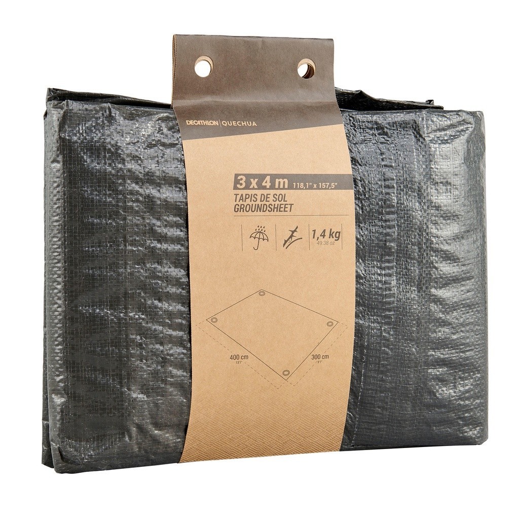 Ảnh Tấm trải nền cắm trại chống thấm nước 3x4m DECATHLON quechua đen 1
