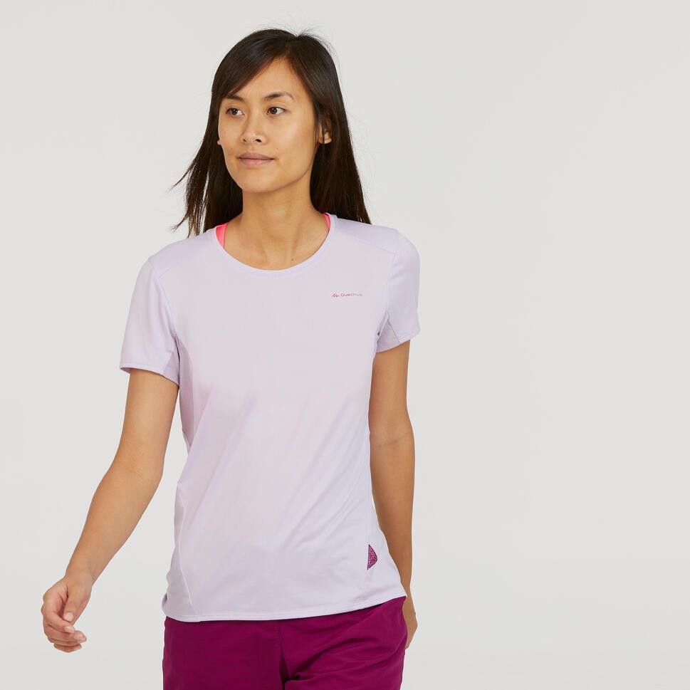 Ảnh Áo thun leo núi dã ngoại nữ MH100 trắng DECATHLON Quechua 8502216 3