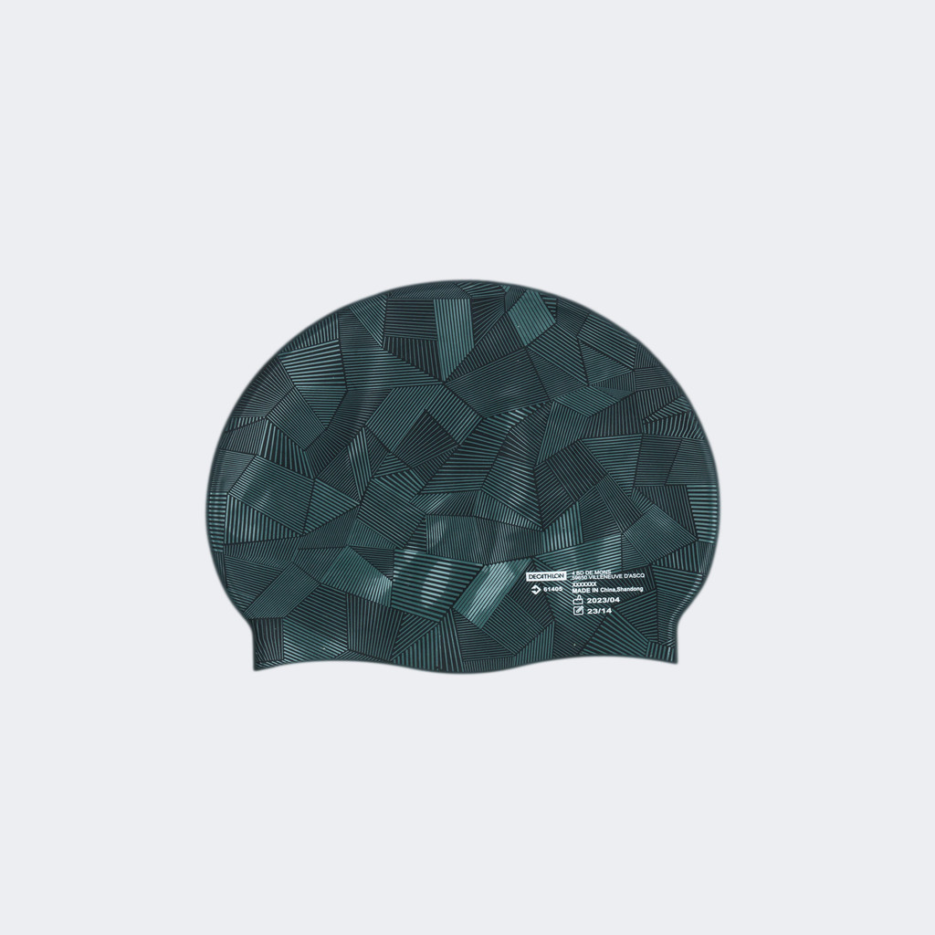 Ảnh Mũ bơi silicon một cỡ geol đen/xanh lá Decathlon NABAIJI mã 8853983 1