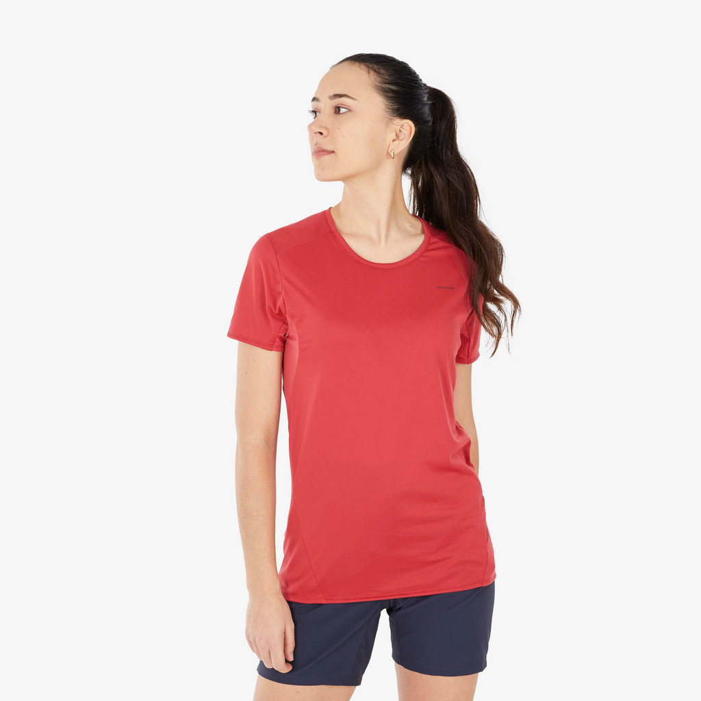 Ảnh Áo thun leo núi dã ngoại nữ mh100 hồng Decathlon QUECHUA mã 8786497 3