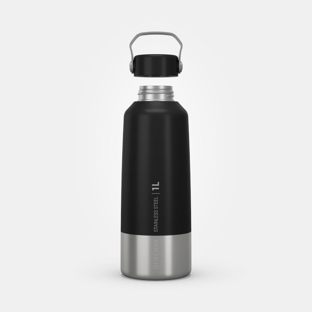 Ảnh Bình nước thép không gỉ mh100 DECATHLON 1 lít đen mã 8612479 2