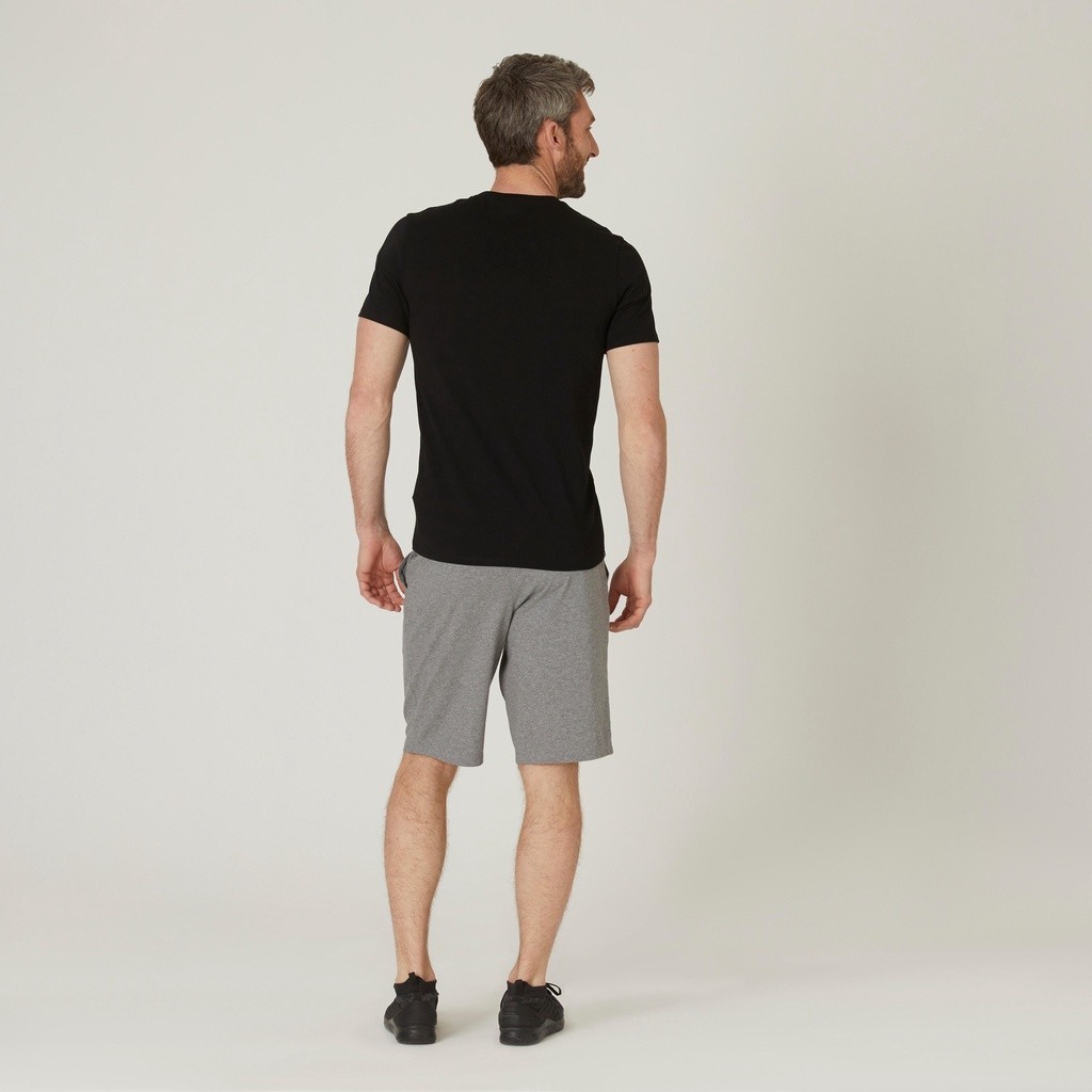 Ảnh Áo thun tập gym fitness nam DECATHLON DOMYOS cotton có dãn màu đen 8543989 3