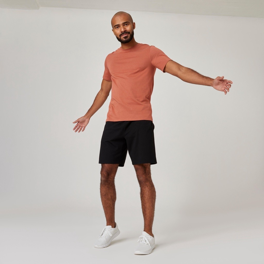 Ảnh Quần short tập fitness nam bằng cotton màu đen DECATHLON DOMYOS nyamba 8645058 4
