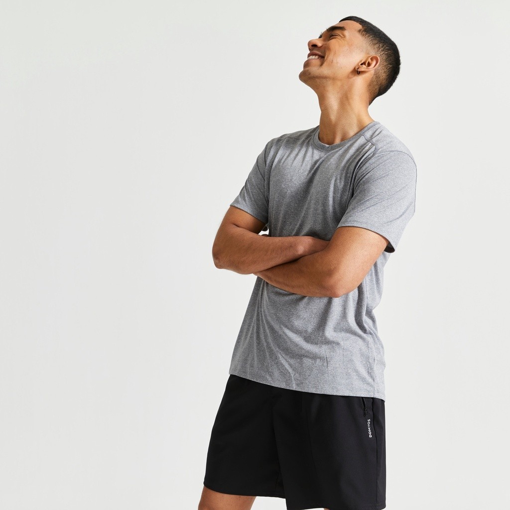 Ảnh Áo thun tập fitness 100 cho nam xám DECATHLON DOMYOS mã 8601311 1