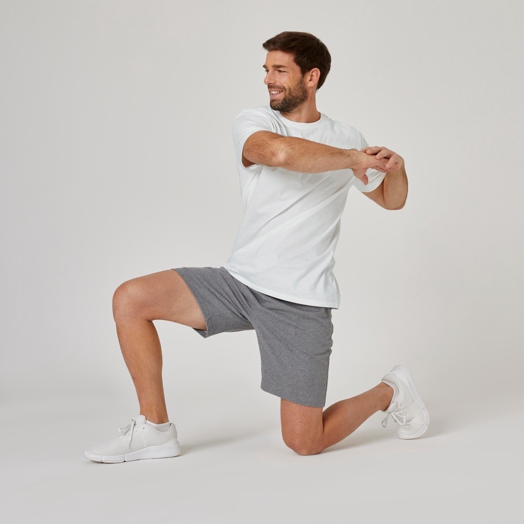 Ảnh Áo thun tập fitness cotton 100 cho nam trắng DOMYOS mã 8667940 4