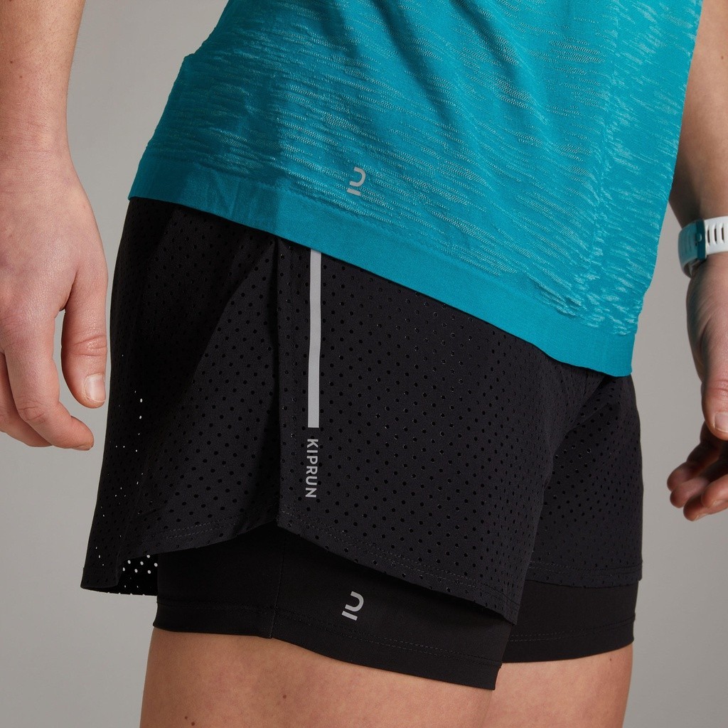 Ảnh Quần short chạy bộ 2 trong 1 kiprun cho nữ đen DECATHLON kiprun mã 8577540 2