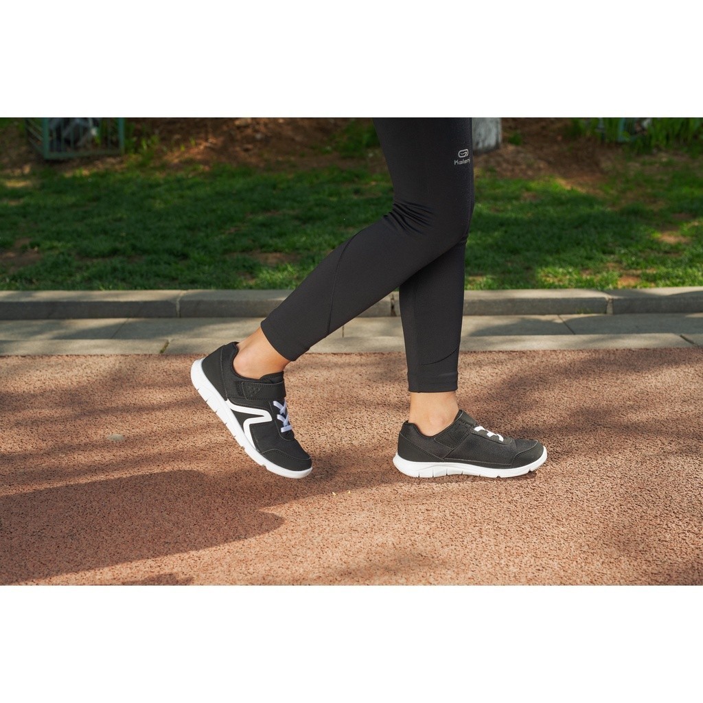 Ảnh Giày đi bộ thể dục pw 100 cho trẻ em đen trắng DECATHLON mã 8403427 2
