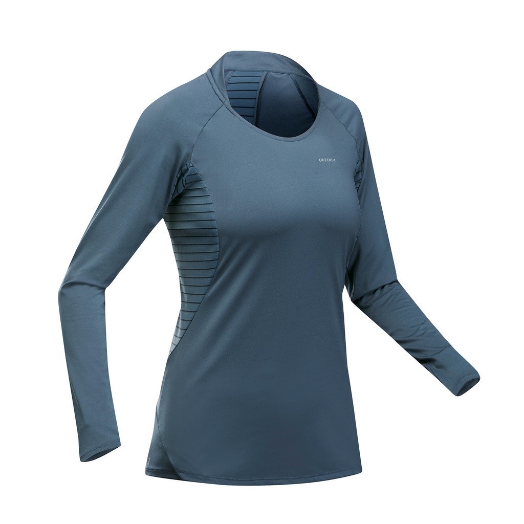 Ảnh Áo thun hiking dài tay mh550 cho nữ xanh xám DECATHLON quechua mã 8569507 1