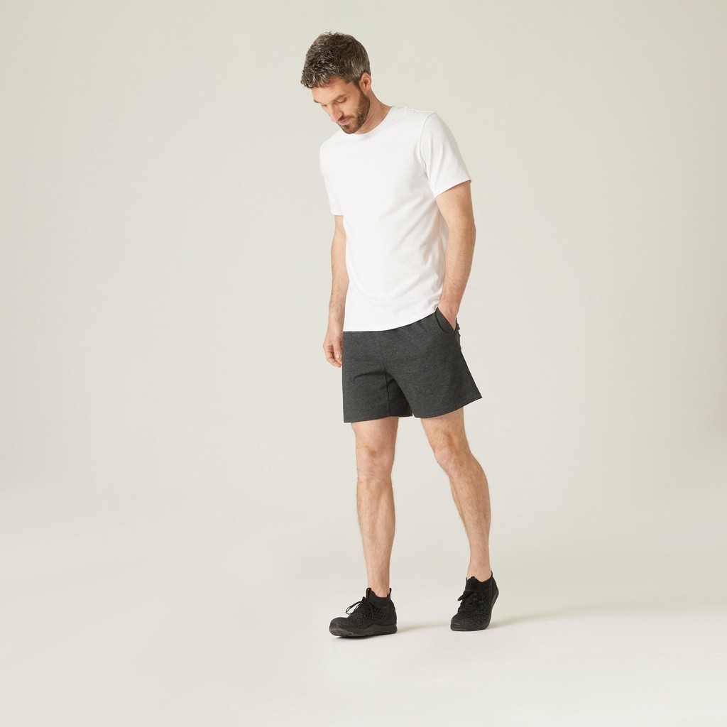 Ảnh Quần short tập fitness 100 cho nam xám đậm DECATHLON DOMYOS mã 8601427 3