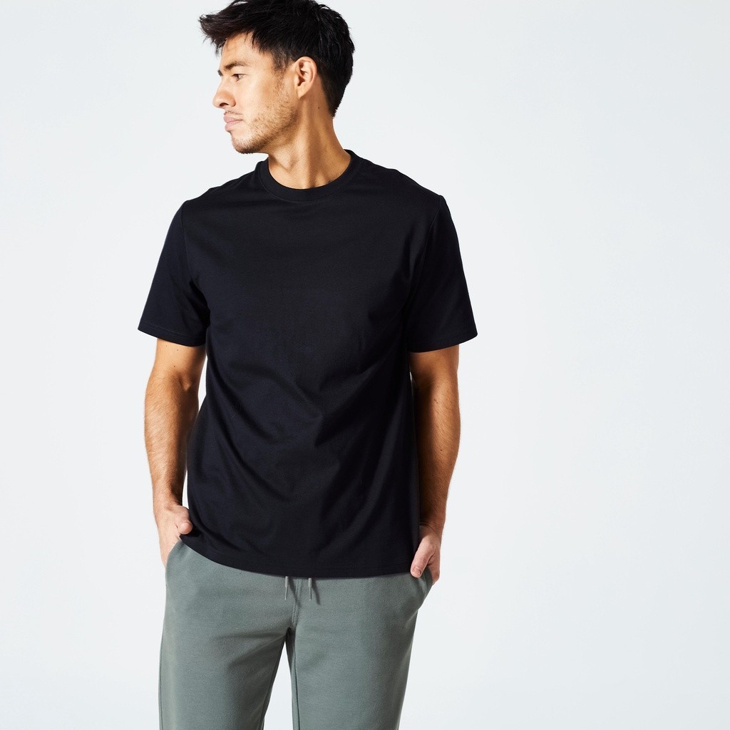 Ảnh Áo thun tập fitness essentials 500 cho nam đen DECATHLON DOMYOS mã 8773497 1