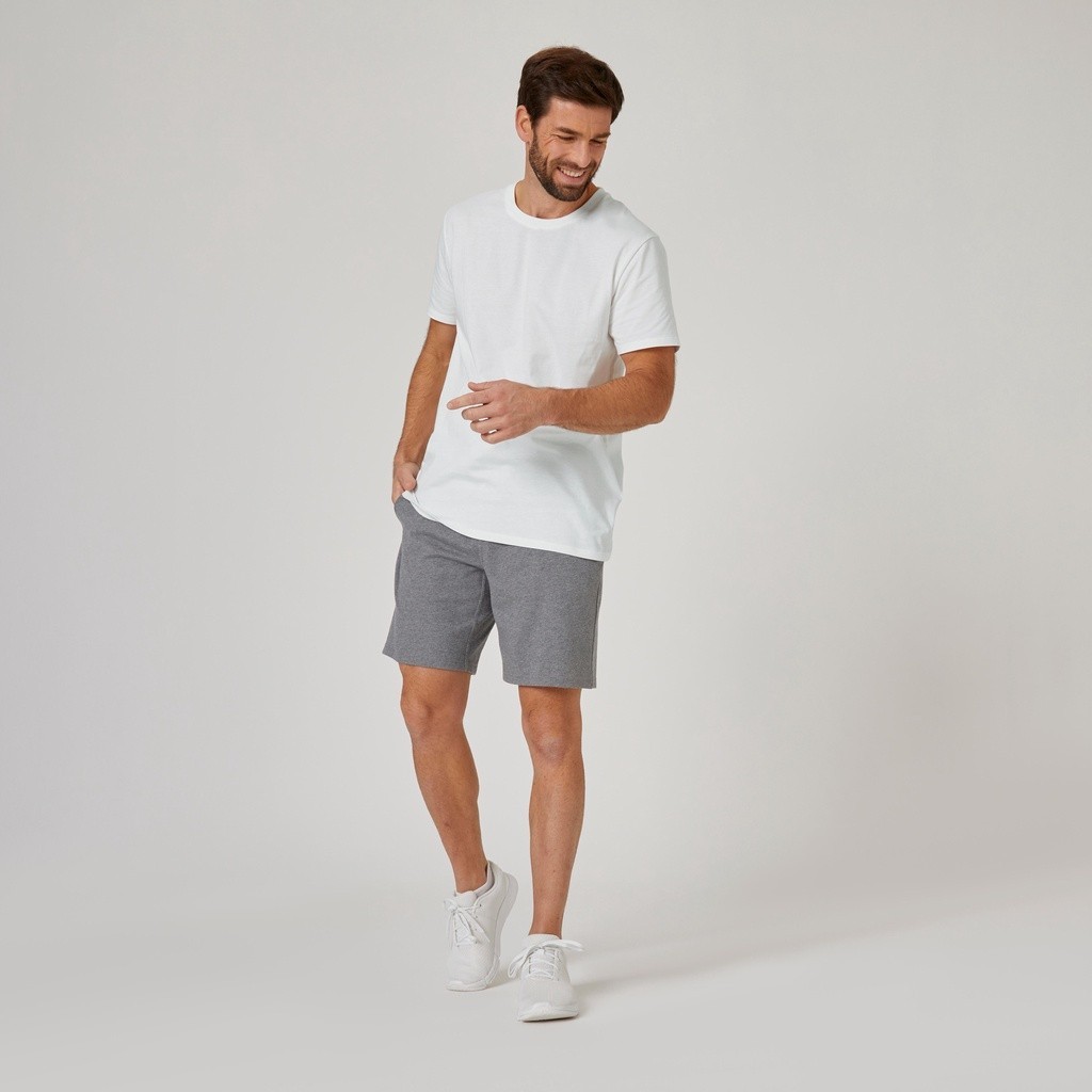 Ảnh Áo thun tập fitness cotton 100 cho nam trắng DECATHLON DOMYOS mã 8667940 3