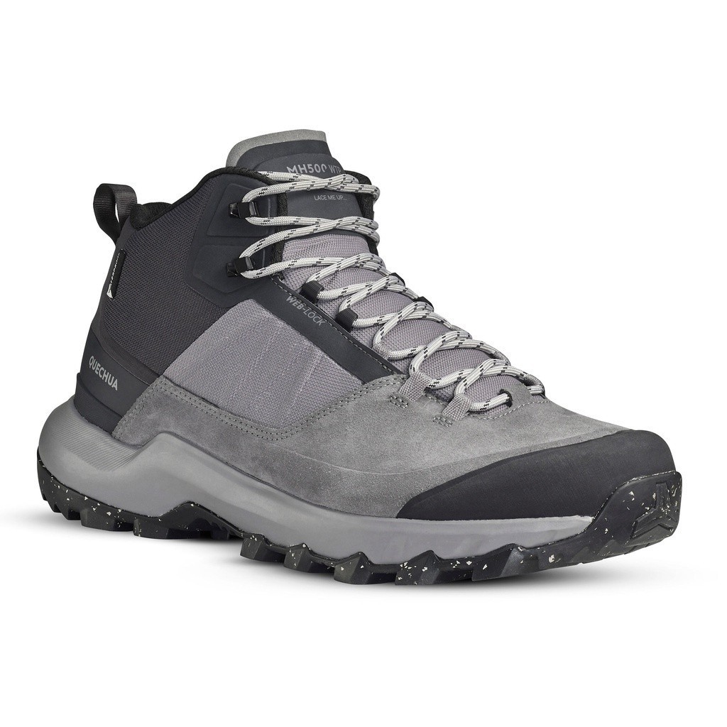 Ảnh Giày leo núi dã ngoại chống thấm nước mh500 cho nam xám DECATHLON quechua mã 8618769 2