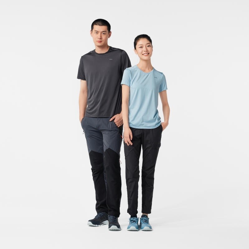 Ảnh Áo thun leo núi dã ngoại mh100 cho nam xám nhạt DECATHLON quechua nhiều màu 3