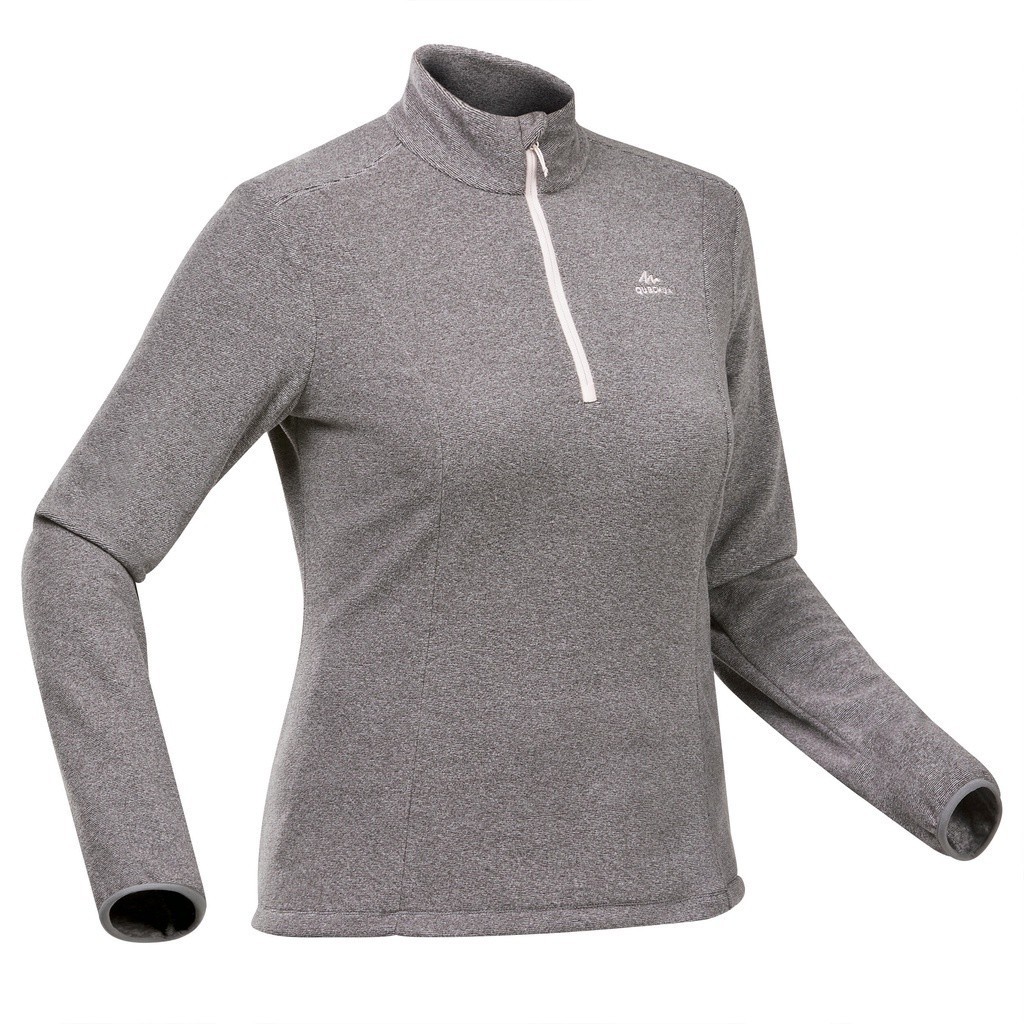 Ảnh Áo nỉ leo núi dã ngoại mh100 cho nữ xám DECATHLON quechua mã 966817 4