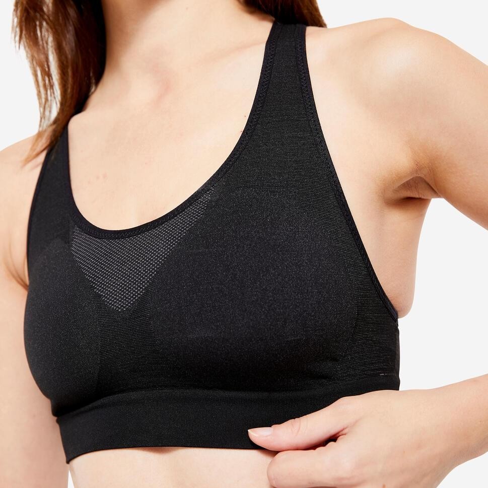 Ảnh Áo bra thể thao nâng đỡ trung bình first cho nữ đen DECATHLON kalenji mã 8772915 3