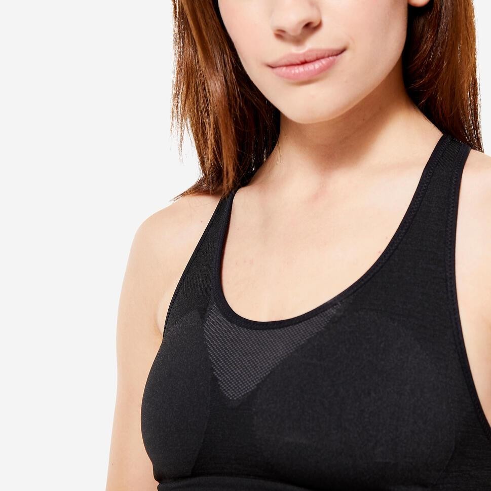 Ảnh Áo bra thể thao nâng đỡ trung bình first cho nữ đen DECATHLON kalenji mã 8772915 4