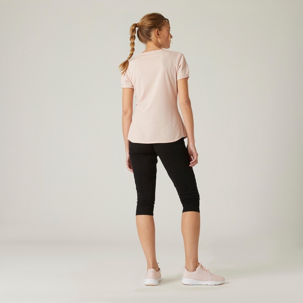 Ảnh Quần legging lửng tập fitness cotton fit+ cho nữ đen DECATHLON DOMYOS mã 8645741 3