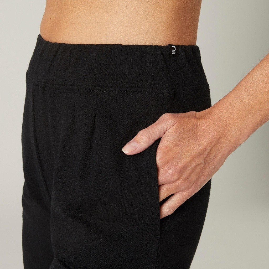 Ảnh Quần legging lửng tập fitness cotton fit+ cho nữ đen DECATHLON DOMYOS mã 8645741 4