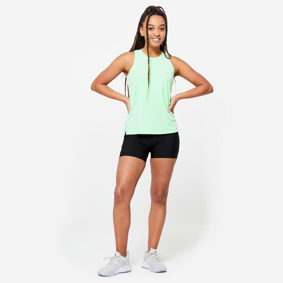 Ảnh Quần đùi legging tập fitness fst 100 cho nữ đen DECATHLON DOMYOS mã 8644160 4