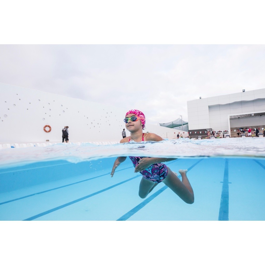 Ảnh Kính bơi xbase 100 print cỡ s cam xanh dương DECATHLON NABAIJI mã 8501800 2