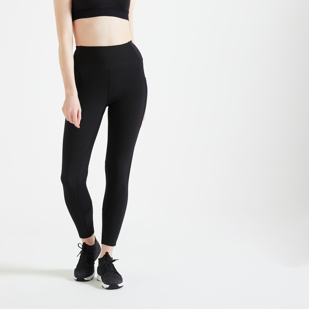 Ảnh Quần legging lưng cao cho nữ DECATHLON DOMYOS tập fitness màu đen mã 8643703 1