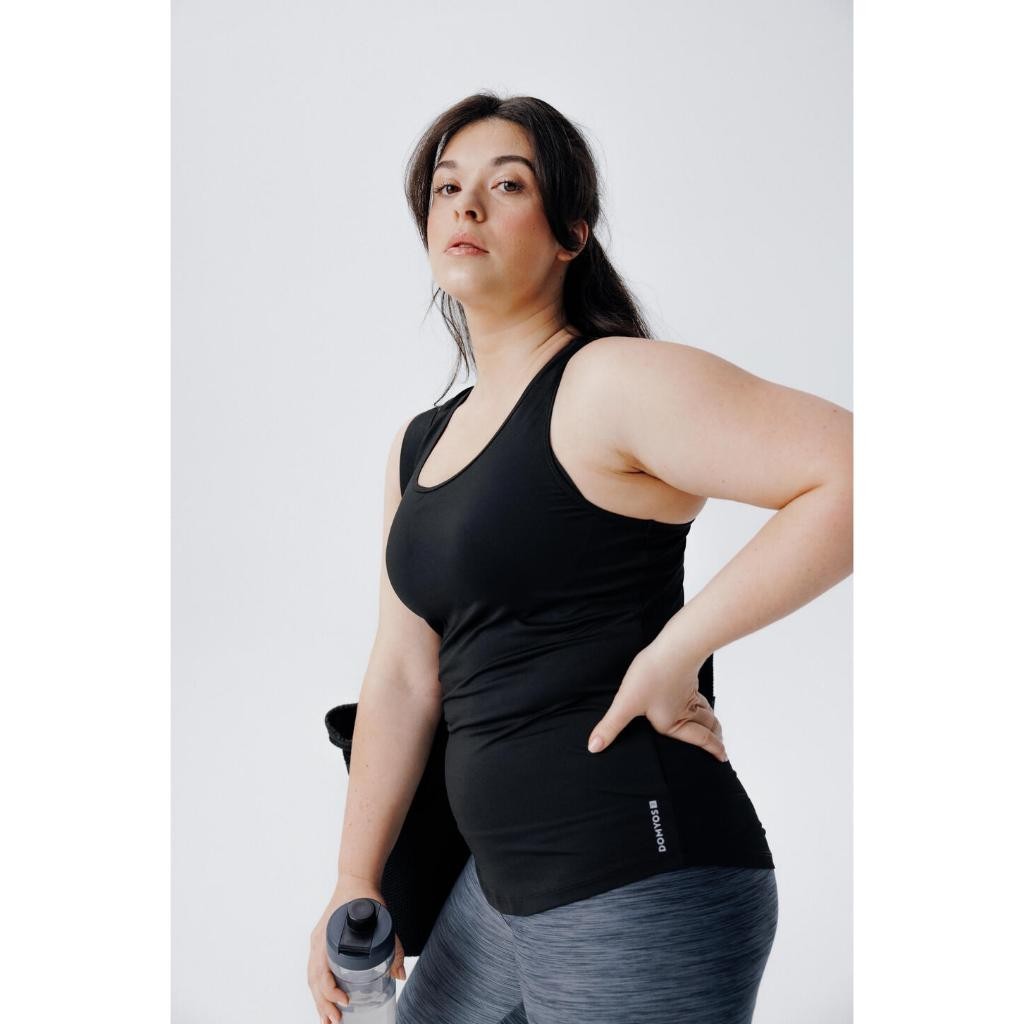 Ảnh Áo thun không tay tập cardio fitness fta 100 my top cho nữ đen DECATHLON DOMYOS mã 8797808 2
