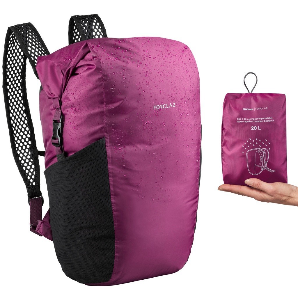 Ảnh Balo du lịch 20l chống thấm gấp gọn travel 100 tím DECATHLON forclaz mã 8560419 1