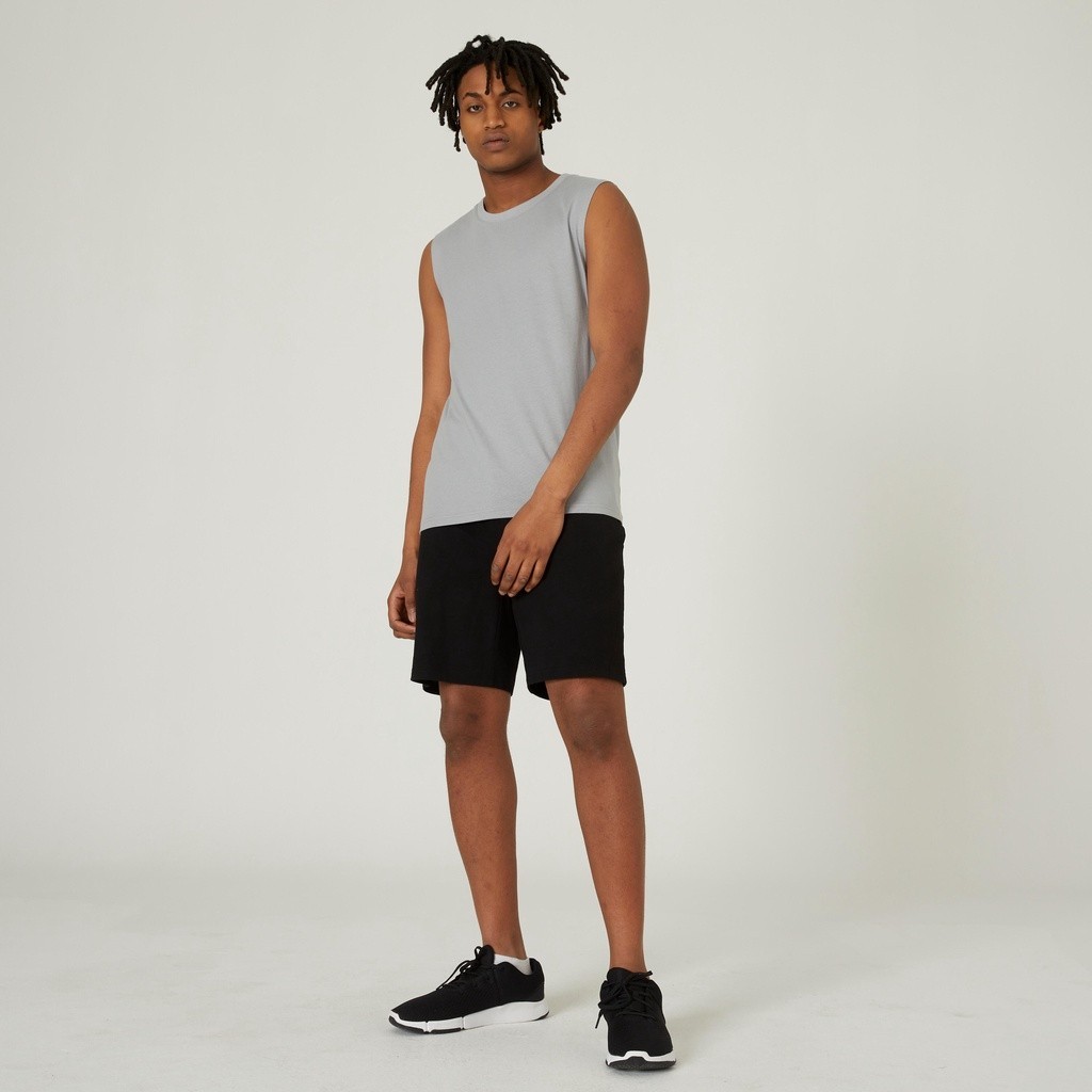 Ảnh Áo thun không tay tập fitness cotton 500 cho nam xám DECATHLON DOMYOS mã 8667063 4