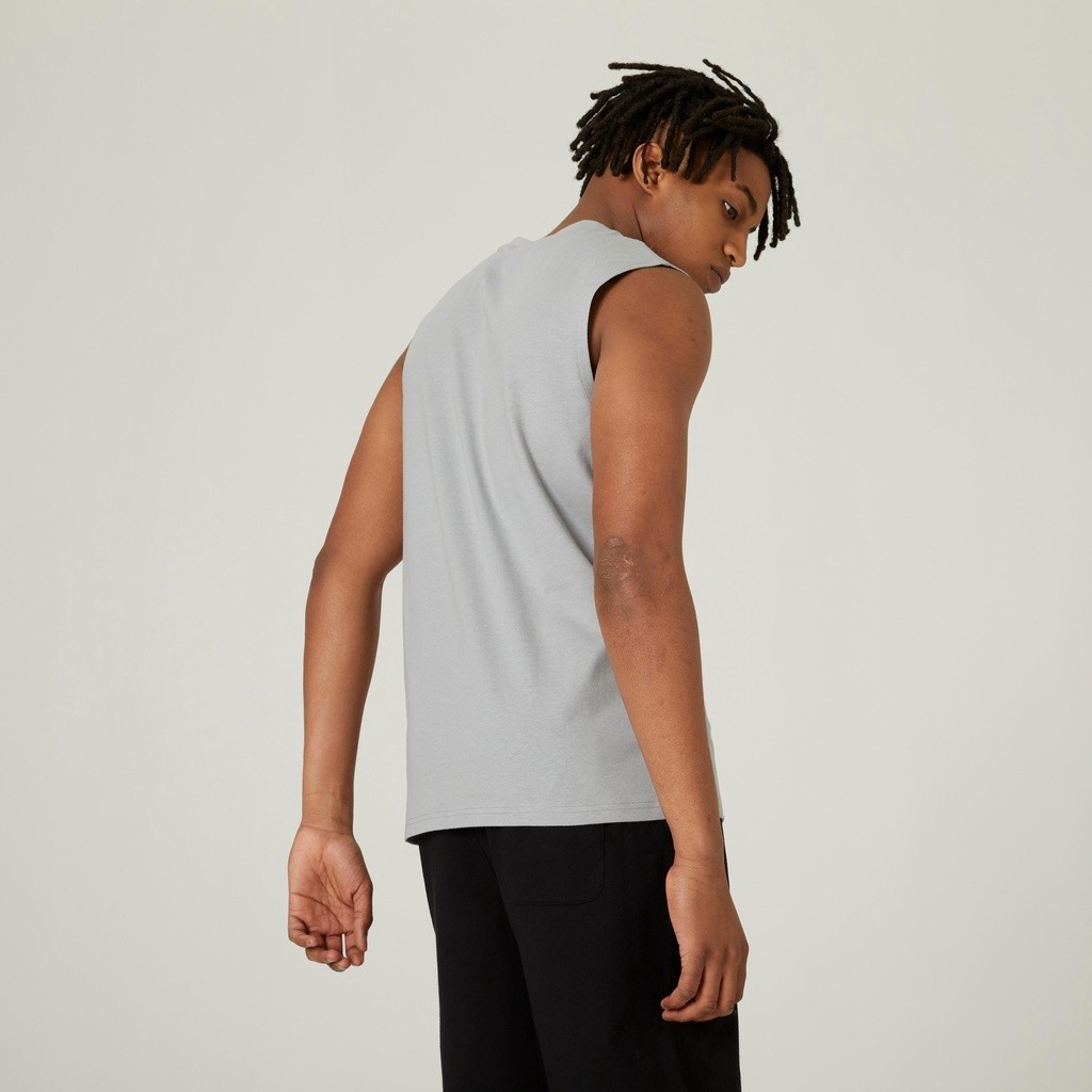 Ảnh Áo thun không tay tập fitness cotton 500 cho nam xám DECATHLON DOMYOS mã 8667063 2