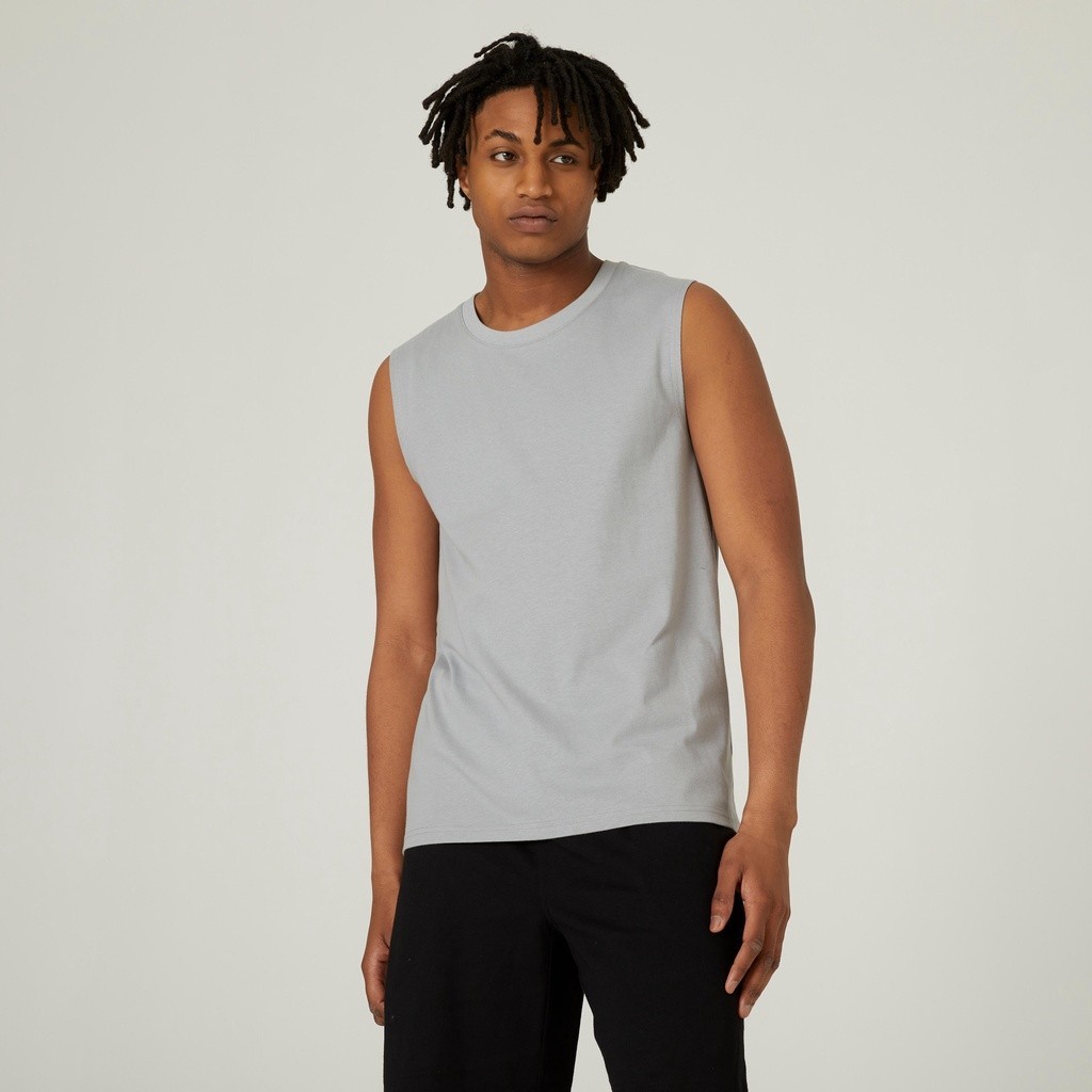 Ảnh Áo thun không tay tập fitness cotton 500 cho nam xám DECATHLON DOMYOS mã 8667063 1