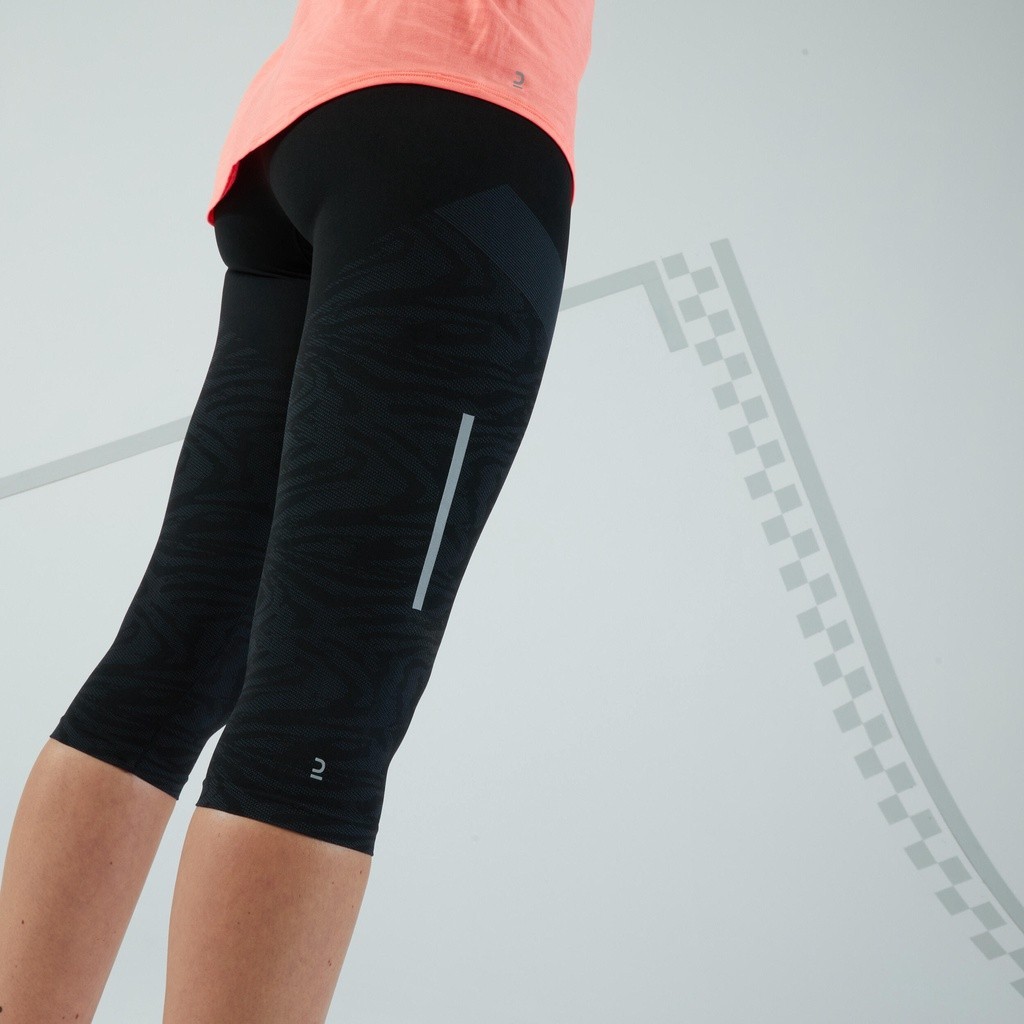 Ảnh Quần lửng chạy bộ không đường may DECATHLON cho nữ đen mã 8771091 4