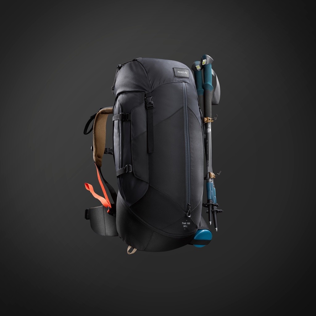 Ảnh Balo trekking 50l trek 100 easyfit cho nam đen DECATHLON forclaz mã 8559690 2