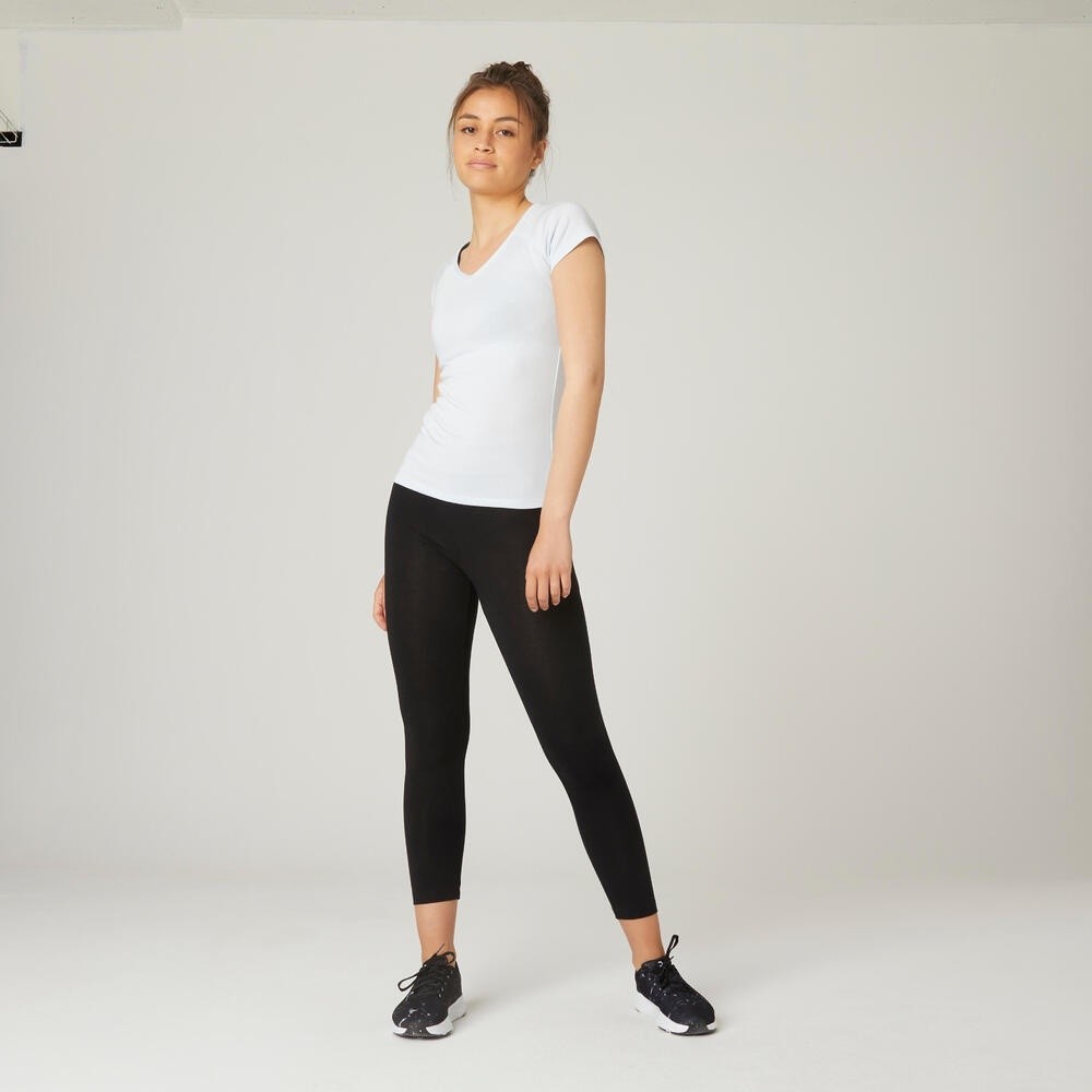 Ảnh Quần legging ôm sát 7 8 cho nữ fit+ 500 đen DECATHLON nyamba mã 8511798 1