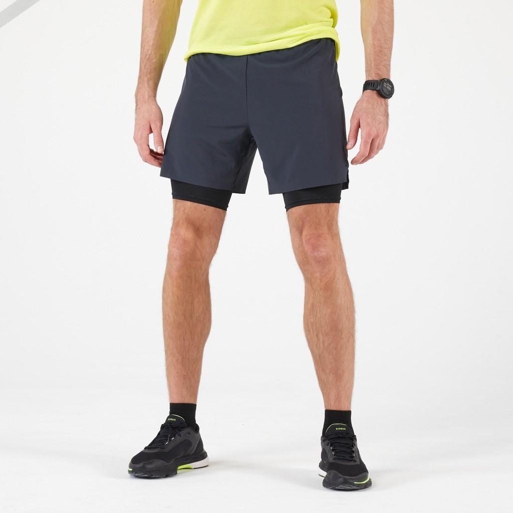 Ảnh Quần short bó chạy bộ 2 trong 1 kiprun cho nam đen DECATHLON kiprun mã 8588352 3