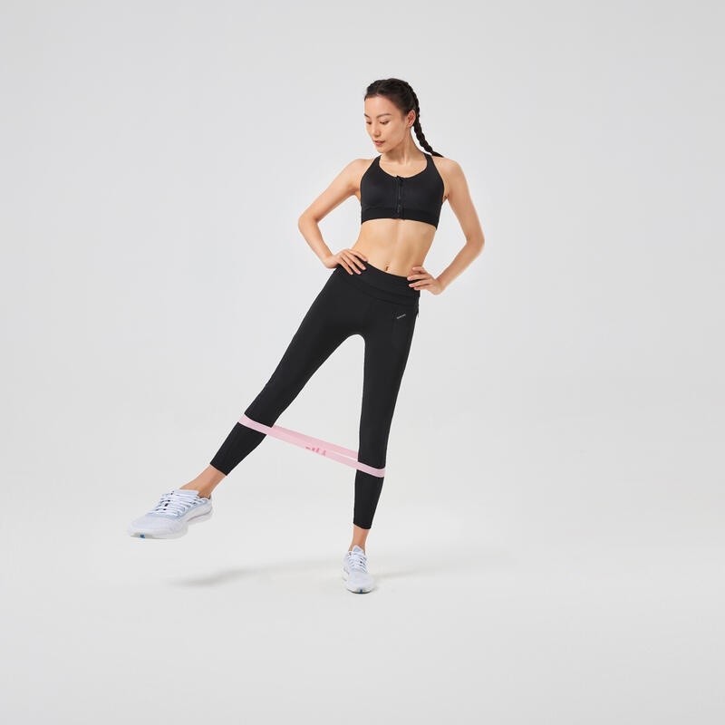 Ảnh Áo bra tập fitness zip up 900 cho nữ đen DECATHLON DOMYOS mã 8578234 1