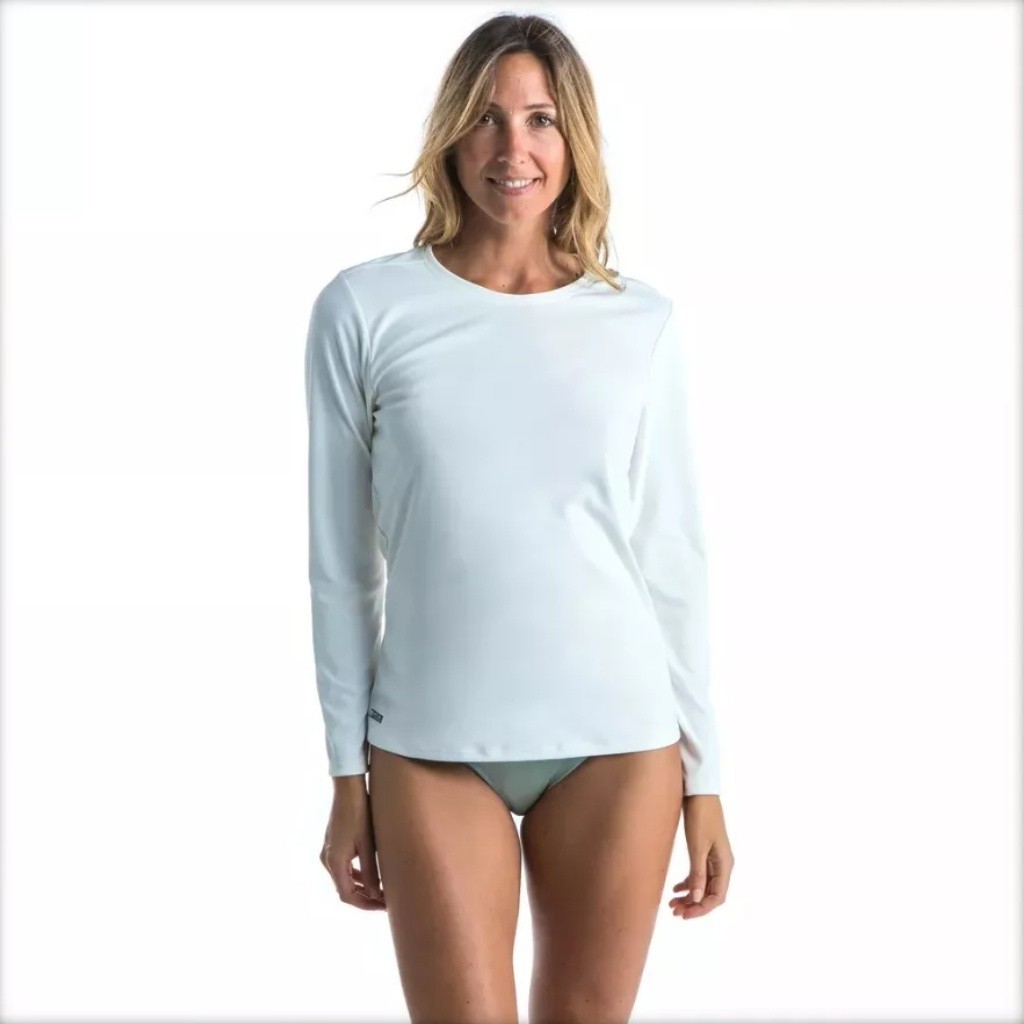 Ảnh Áo thun dài tay lướt sóng chống tia uv cho nữ xám xanh DECATHLON olaian mã 8648128 1