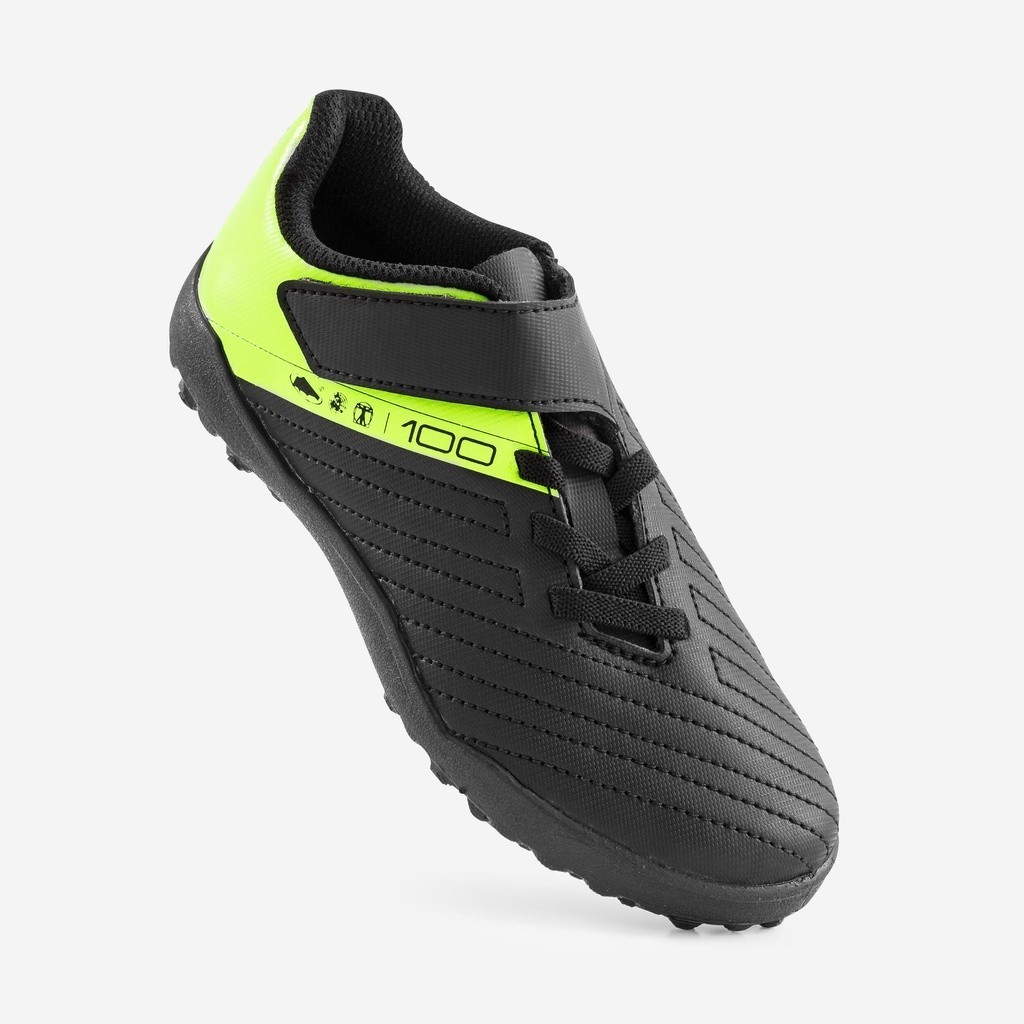 Ảnh Giày bóng đá sân cỏ nhân tạo 100 easy tf cho trẻ em đen vàng DECATHLON kipsta mã 8668806 3