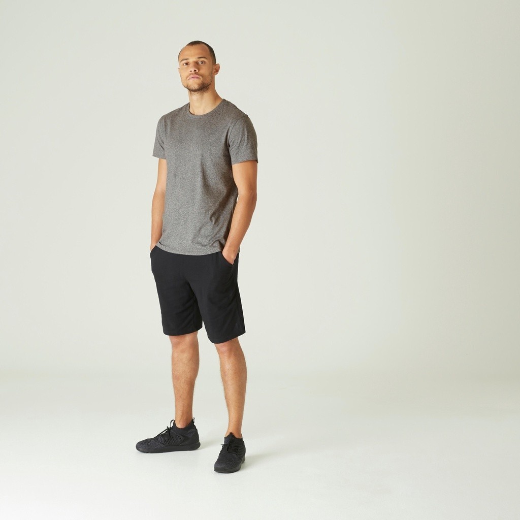 Ảnh Áo thun tập fitness cotton nguyên chất 100 cho nam xám DOMYOS mã 960565 3