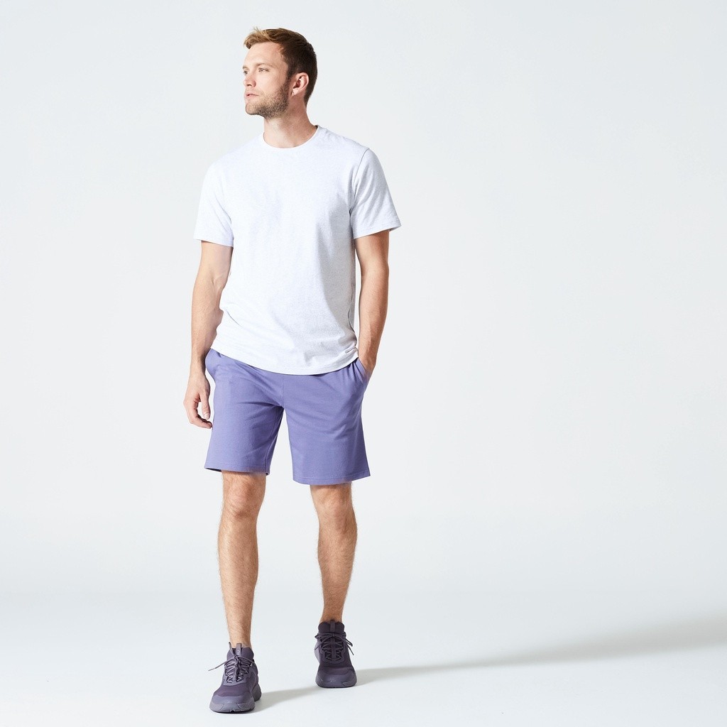 Ảnh Áo thun tập fitness essentials 500 cho nam xám nhạt DECATHLON DOMYOS mã 8773496 2