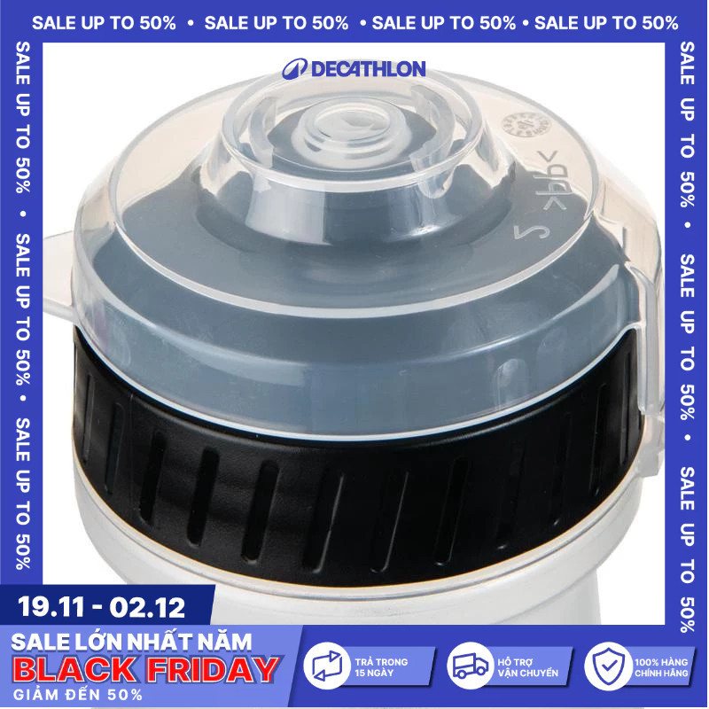 Ảnh Bình nước 650 ml màu đen DECATHLON mã 8585256 1
