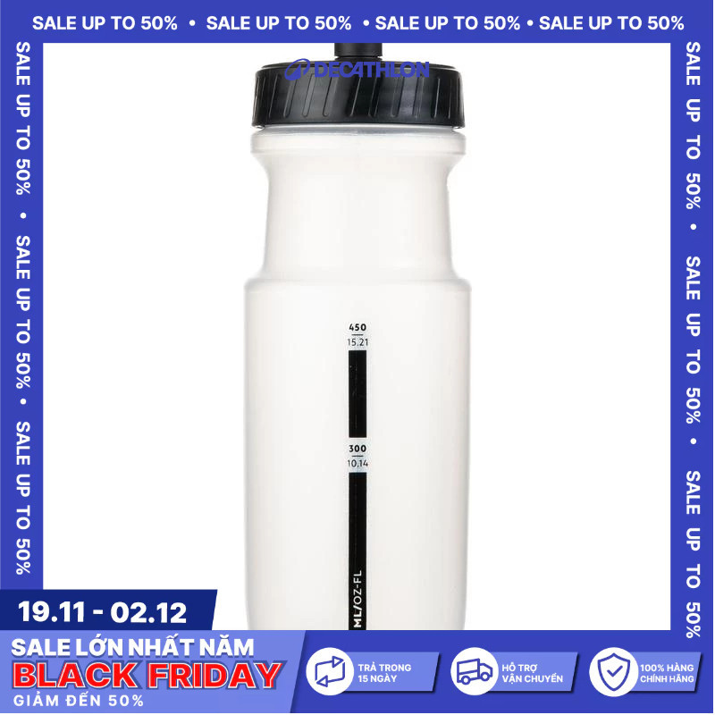Ảnh Bình nước 650 ml màu đen DECATHLON mã 8585256 2