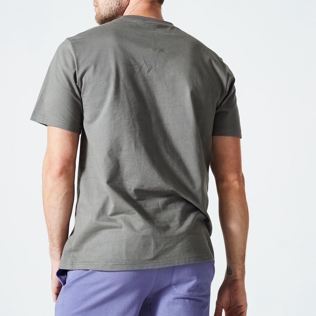 Ảnh Áo thun tập fitness essentials 500 cho nam xám khaki DECATHLON DOMYOS mã 8773499 4