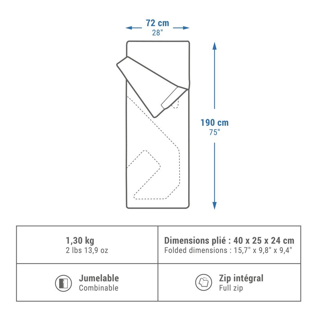 Ảnh Túi ngủ cắm trại đa dụng arpenaz 15° DECATHLON quechua mã 8737673 2