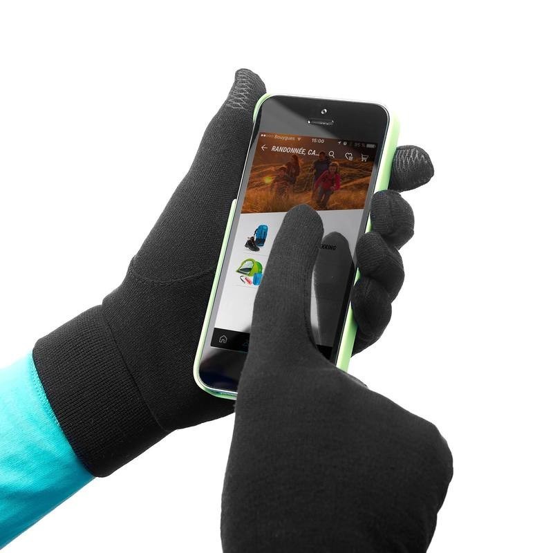 Ảnh Găng tay lót tơ tằm leo núi trekking trek 500 đen DECATHLON forclaz mã 8396267 4