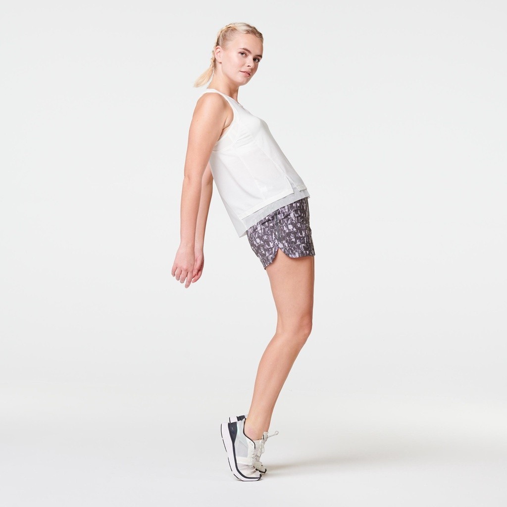 Ảnh Quần short chạy bộ run dry cho nữ xám họa tiết DECATHLON kalenji mã 8559166 4