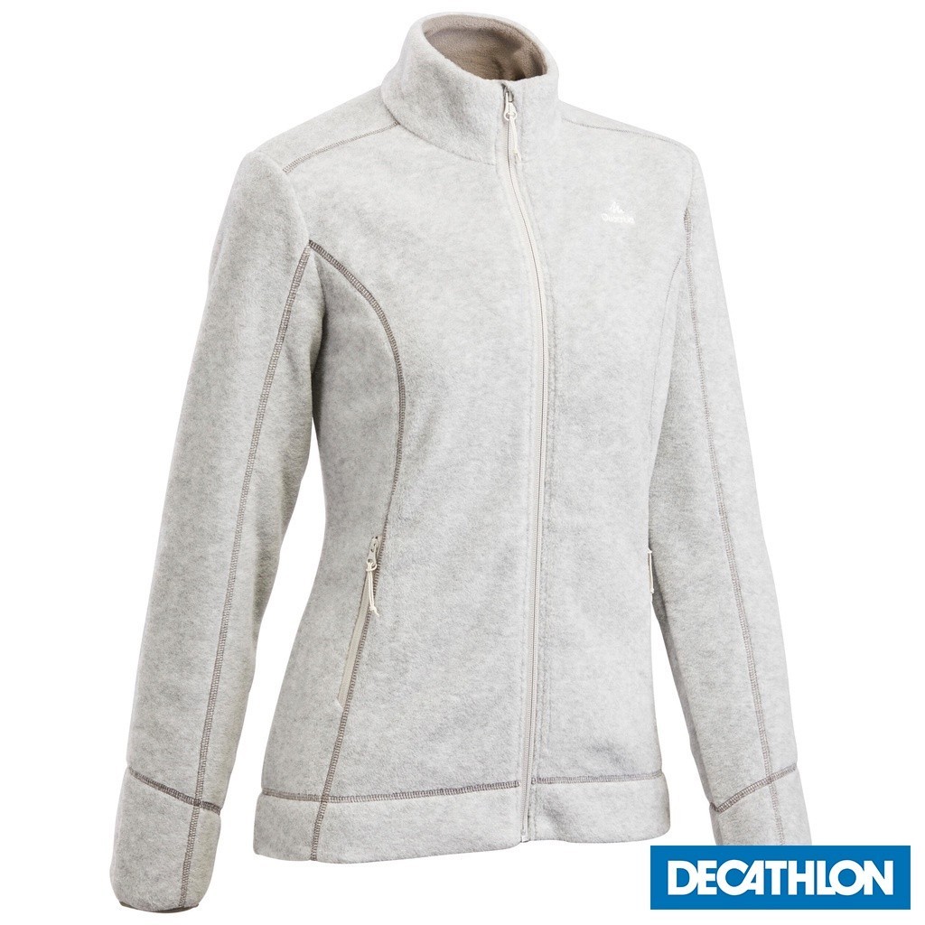Ảnh Áo khoác nỉ leo núi mh120 cho nữ xám nhạt DECATHLON quechua mã 8569508 1