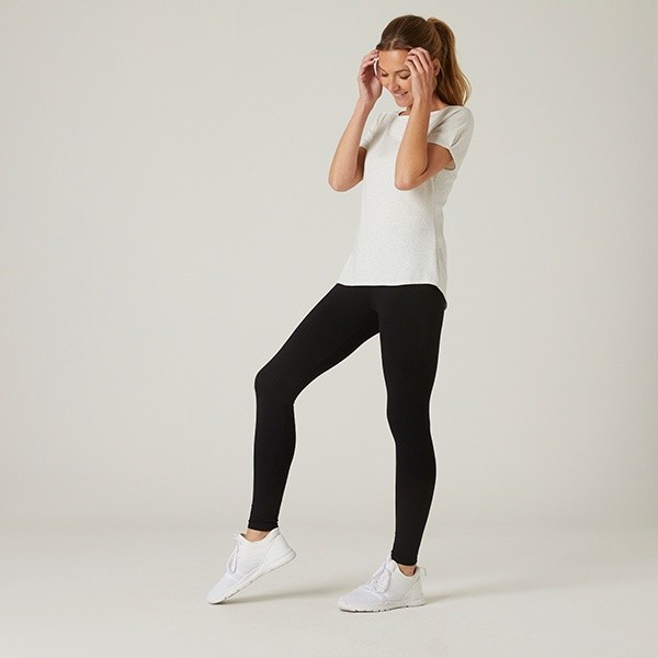 Ảnh Quần legging tập fitness cotton 100 cho nữ Đen DECATHLON DOMYOS mã 8511784 2