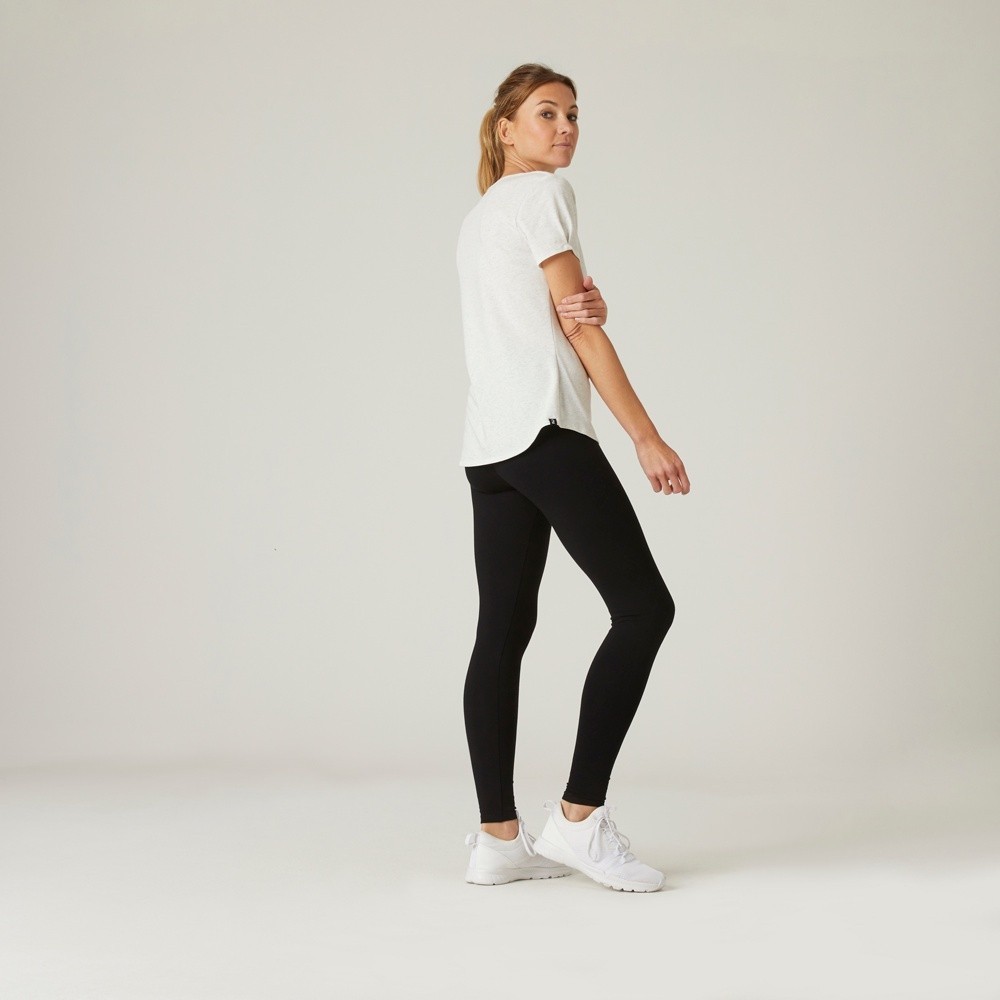 Ảnh Quần legging tập fitness cotton 100 cho nữ Đen DECATHLON DOMYOS mã 8511784 4
