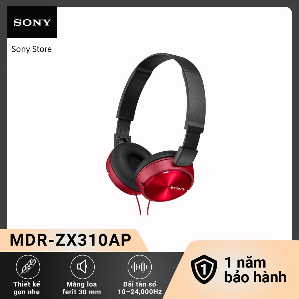 Tai nghe có dây Sony MDR-ZX310AP thiết kế gập gọn, màng loa
